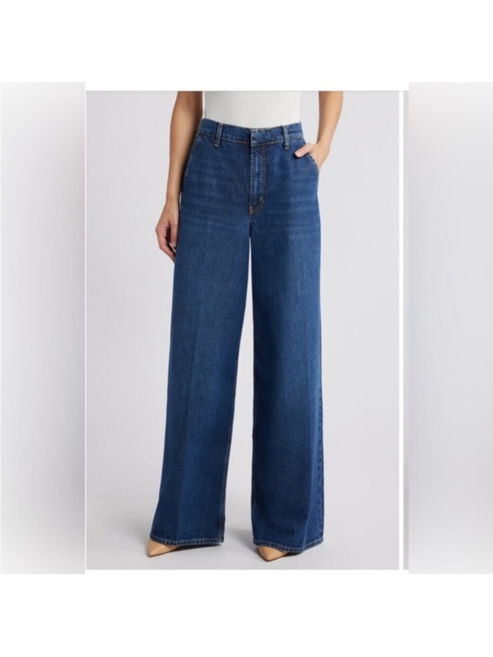 Frame The High Waist Wide Leg Trouser Jeans‎ in Blindspot Size 28